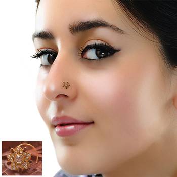 Designer Diamond Classic Maroon Red Nose Pin or Nose ring 3