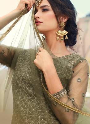 Green Embroidered Partywear Gharara Suit 4