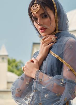 Sky Blue Embroidered Designer Gharara Suit 3
