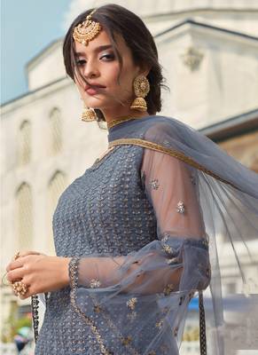 Sky Blue Embroidered Designer Gharara Suit 4