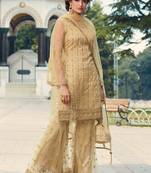 Cream Embroidered Wedding Gharara Suit