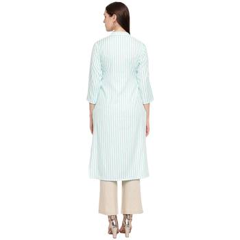 Turquoise embroidered rayon kurtas-and-kurtis 2