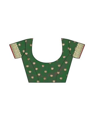 Red Woven Cotton Silk Saree With Blouse 5