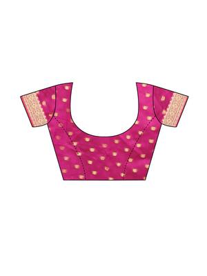Peach woven cotton silk saree with blouse 5