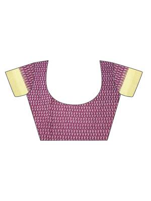 Maroon Printed Cotton Silk Saree With Blouse 4