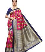 Beige Printed Poly Silk Saree With Blouse
