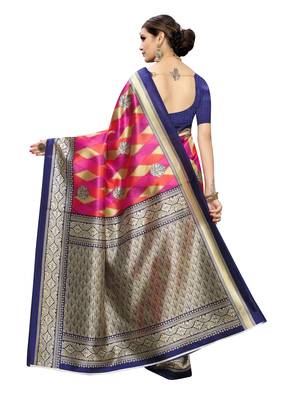 Beige Printed Poly Silk Saree With Blouse 4