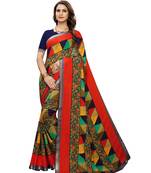 Multicolor Printed Georgette Saree With Blouse