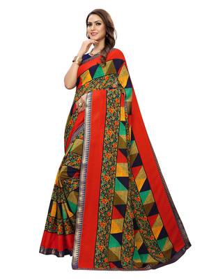 Multicolor Printed Georgette Saree With Blouse 2