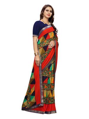 Multicolor Printed Georgette Saree With Blouse 3