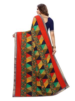 Multicolor Printed Georgette Saree With Blouse 4