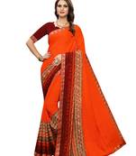 Orange Printed Georgette Saree With Blouse