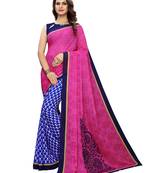 Pink Printed Georgette Saree With Blouse