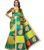 Yellow Printed Art Silk Saree With Blouse