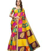 Yellow Printed Art Silk Saree With Blouse