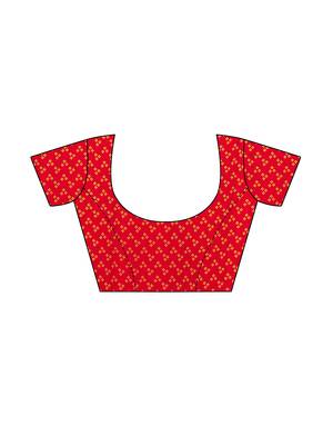 Red printed georgette saree with blouse 5