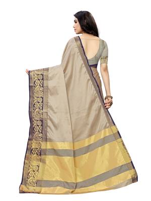Grey Woven Poly Silk Saree With Blouse 4
