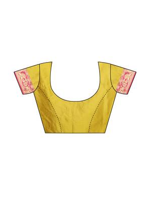 Yellow Woven Poly Silk Saree With Blouse 5