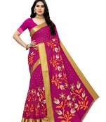 Pink Printed Bhagalpuri Silk Saree With Blouse