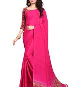 Pink printed georgette saree with blouse