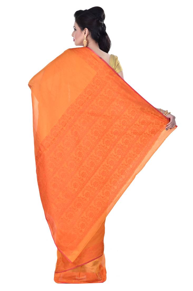 Gold Woman Cotton Silk Blend  Banarasi Saree