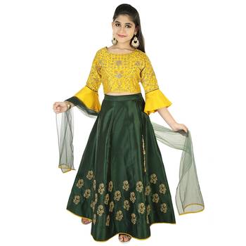 Green And Mustard Silk With Exquisite Dori Embroidery 1