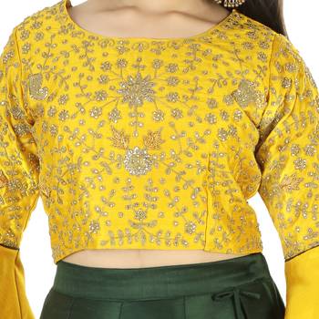 Green And Mustard Silk With Exquisite Dori Embroidery 4