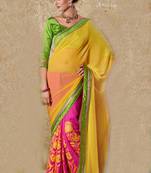Multicolor embroidered georgette saree with blouse