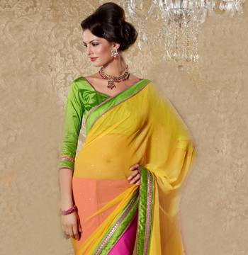 Multicolor embroidered georgette saree with blouse 2