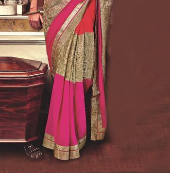 Multicolor embroidered georgette saree with blouse 3