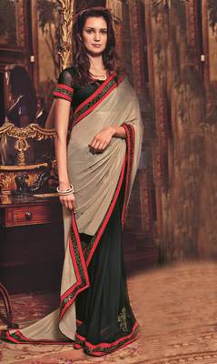 Multicolor hand woven georgette saree with blouse 1