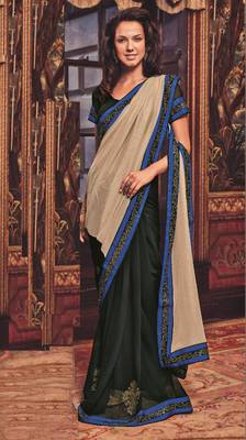 Multicolor hand woven georgette saree with blouse 1