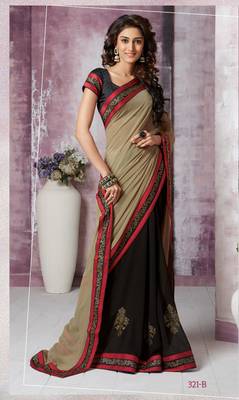 Multicolor hand woven georgette saree with blouse 1