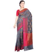 Grey Woman Mercerize Cotton Silk Banarasi Saree