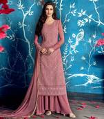Pink  Faux Georgette Palazzo Designer Salwar Suit