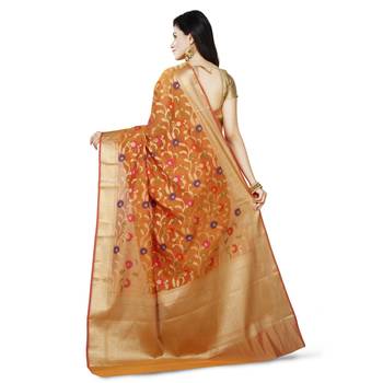 Mustard Woman Mercerize Cotton Silk Banarasi Saree 2