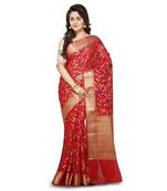 Red Woman Mercerize Cotton Silk Banarasi Saree