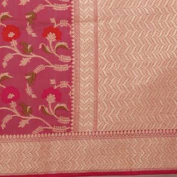 Rani Pink Woman Mercerize Cotton Silk Banarasi Saree 3