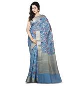 Sky Blue Woman Mercerize Cotton Silk Banarasi Saree