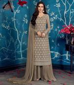 Grey Faux Georgette Palazzo Designer Salwar Suit