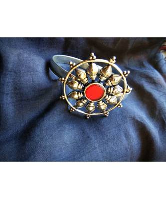 Adjustable Red Stone Silver Bracelet 1