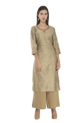 Lagi Womens Embroidered Straight Polly Silk Kurta RK2163A 1