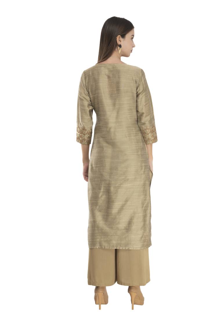 Lagi Womens Embroidered Straight Polly Silk Kurta RK2163A