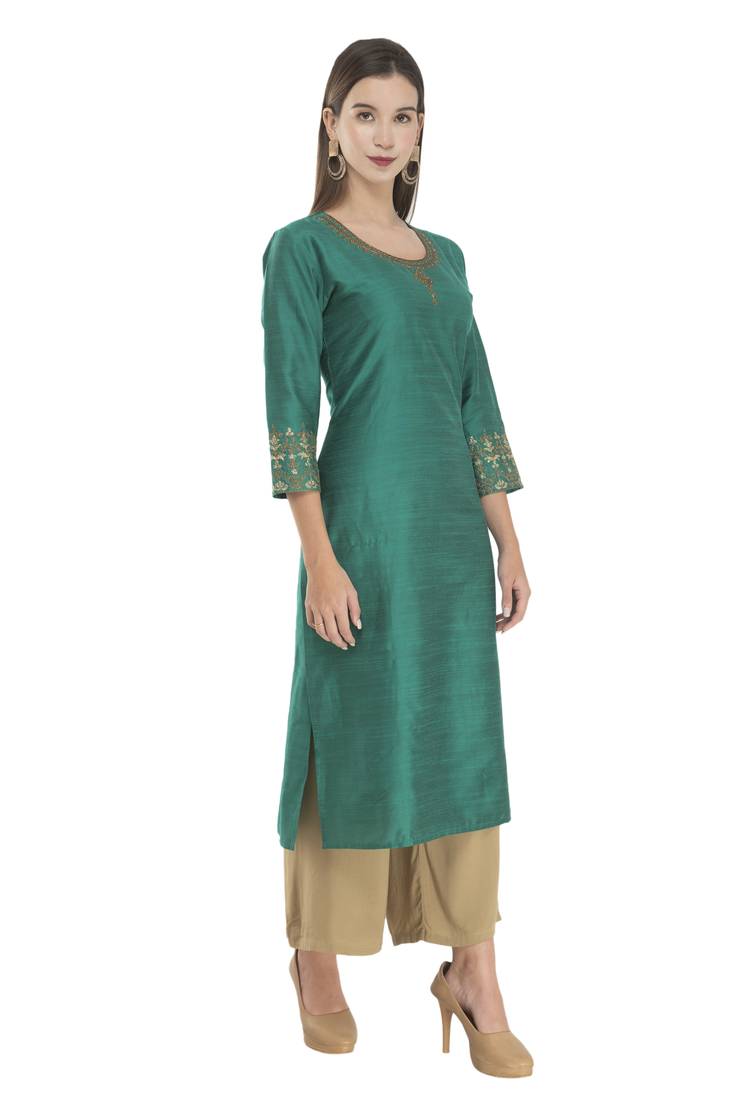 Lagi Womens Embroidered Straight Polly Silk RK2163B