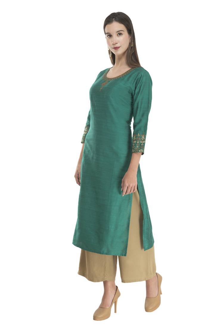 Lagi Womens Embroidered Straight Polly Silk RK2163B