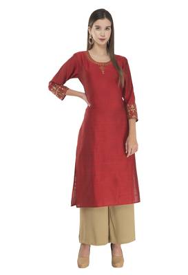 Lagi Womens Embroidered Straight Polly Silk RK2163C 1