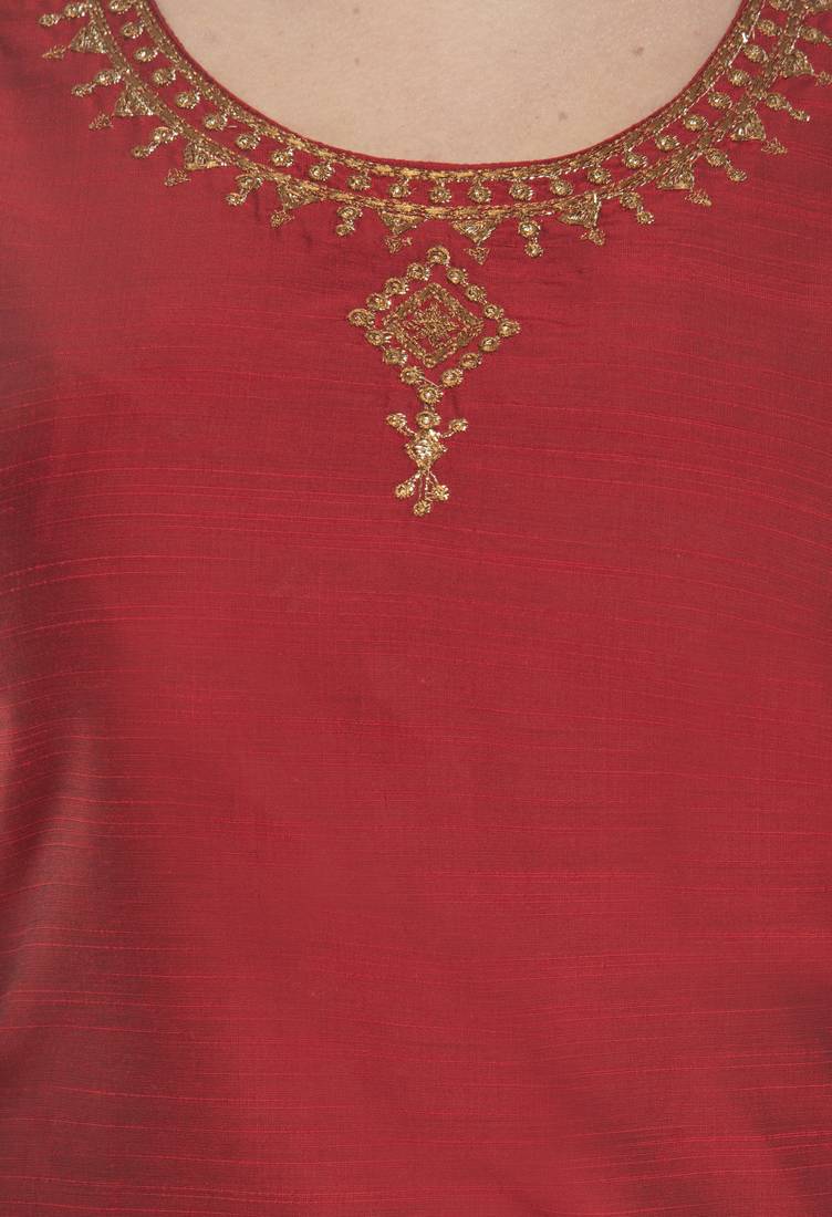 Lagi Womens Embroidered Straight Polly Silk RK2163C