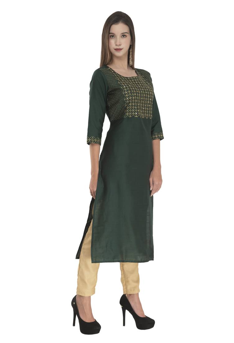 Lagi Womens Embroidered Straight Polly Silk MC34A