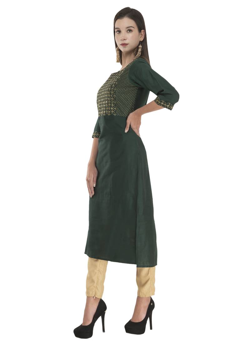 Lagi Womens Embroidered Straight Polly Silk MC34A