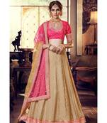 Tussar Color Georgette Lehenga With Pink Colour Handloom Silk Choli And Pink Shaded Colour Net Dupatta